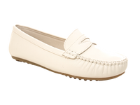 Damen Slipper Halbschuhe Ballerina Loafer Mokassins Slip On Flats Freizeit White # 764