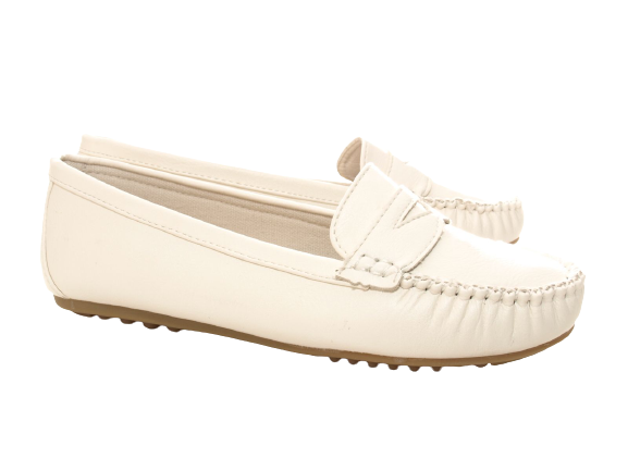 Ballerines, mocassins, chaussures basses sans lacets pour femmes, style décontracté, blanc # 764