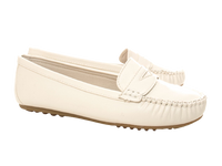 Damen Slipper Halbschuhe Ballerina Loafer Mokassins Slip On Flats Freizeit White # 764