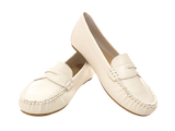 Damen Slipper Halbschuhe Ballerina Loafer Mokassins Slip On Flats Freizeit White # 764