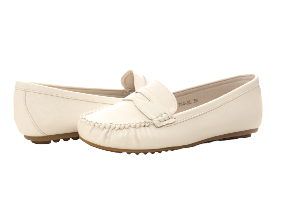 Ballerines, mocassins, chaussures basses sans lacets pour femmes, style décontracté, blanc # 764