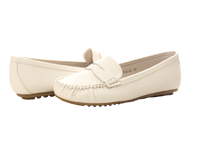 Damen Slipper Halbschuhe Ballerina Loafer Mokassins Slip On Flats Freizeit White # 764