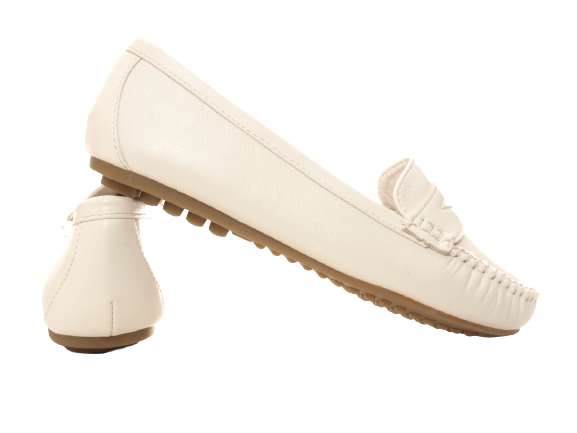 Ballerines, mocassins, chaussures basses sans lacets pour femmes, style décontracté, blanc # 764