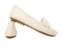 Damen Slipper Halbschuhe Ballerina Loafer Mokassins Slip On Flats Freizeit White # 764