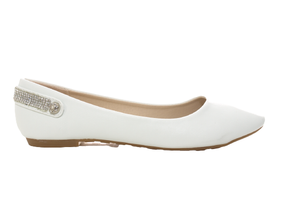 Ballerines, mocassins et chaussures basses à enfiler pour femmes, style décontracté, blanc # 006-30