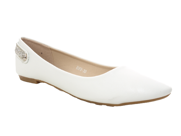 Ballerines, mocassins et chaussures basses à enfiler pour femmes, style décontracté, blanc # 006-30