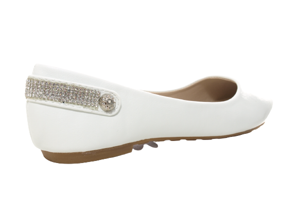 Ballerines, mocassins et chaussures basses à enfiler pour femmes, style décontracté, blanc # 006-30