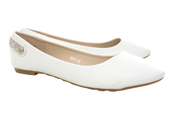 Ballerines, mocassins et chaussures basses à enfiler pour femmes, style décontracté, blanc # 006-30