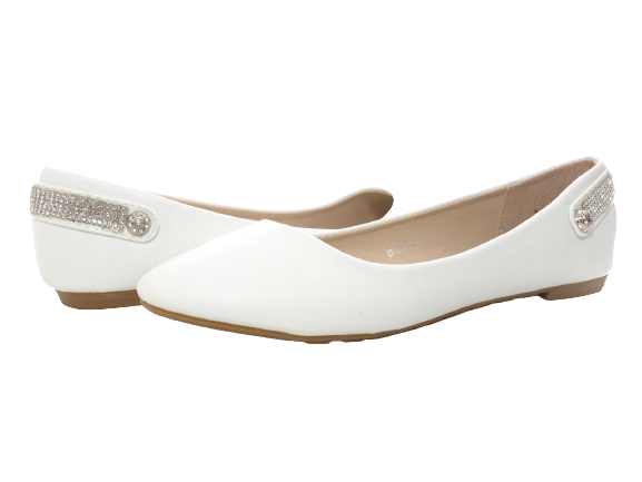 Ballerines, mocassins et chaussures basses à enfiler pour femmes, style décontracté, blanc # 006-30