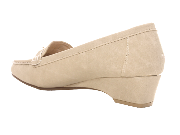 Mocassins compensés pour femme Escarpins compensés Chaussures basses Beige # 5301-1