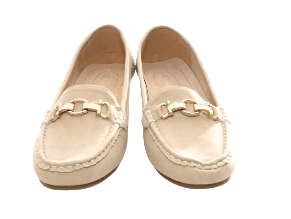 Mocassins compensés pour femme Escarpins compensés Chaussures basses Beige # 5301-1