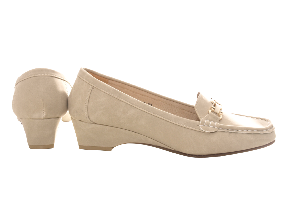 Mocassins compensés pour femme Escarpins compensés Chaussures basses Beige # 5301-1