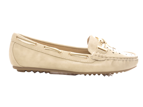 Ballerines mocassins sans lacets pour femmes, chaussures plates décontractées, beige # 570