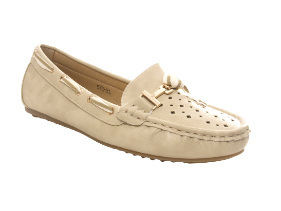 Ballerines mocassins sans lacets pour femmes, chaussures plates décontractées, beige # 570