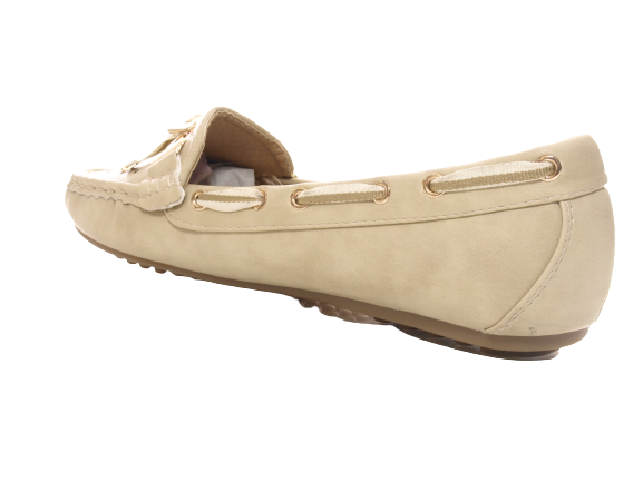 Ballerines mocassins sans lacets pour femmes, chaussures plates décontractées, beige # 570