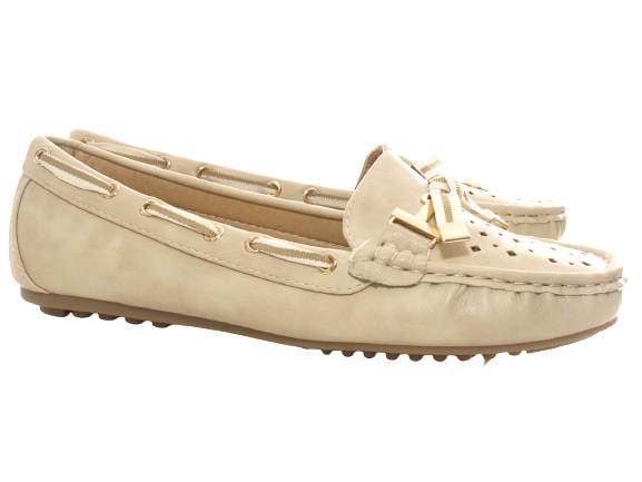 Ballerines mocassins sans lacets pour femmes, chaussures plates décontractées, beige # 570