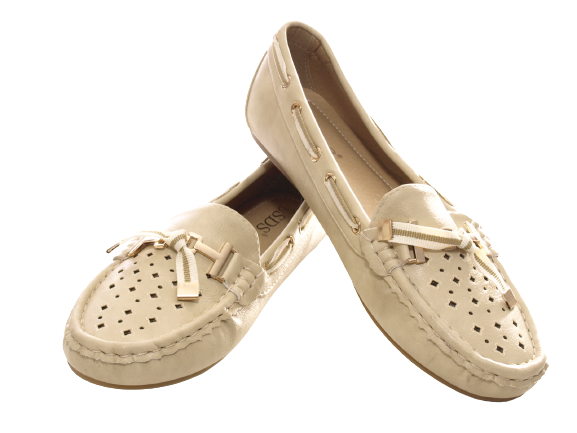 Ballerines mocassins sans lacets pour femmes, chaussures plates décontractées, beige # 570