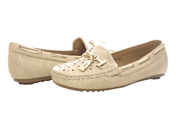 Ballerines mocassins sans lacets pour femmes, chaussures plates décontractées, beige # 570