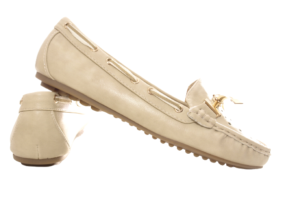 Ballerines mocassins sans lacets pour femmes, chaussures plates décontractées, beige # 570