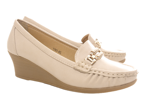 Mocassins compensés pour femme Escarpins compensés Chaussures basses Kaki # 590