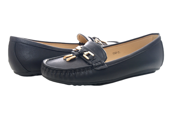 Ballerines mocassins à enfiler pour femmes, chaussures basses, décontractées, noir # 954