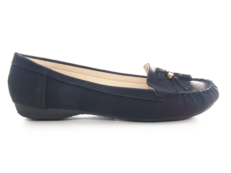 Women's Slipper Ballerina Loafer Moccasins Slip-On Flats Casual Black # 8218