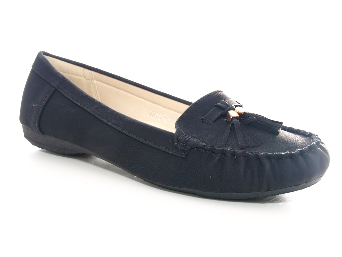 Women's Slipper Ballerina Loafer Moccasins Slip-On Flats Casual Black # 8218