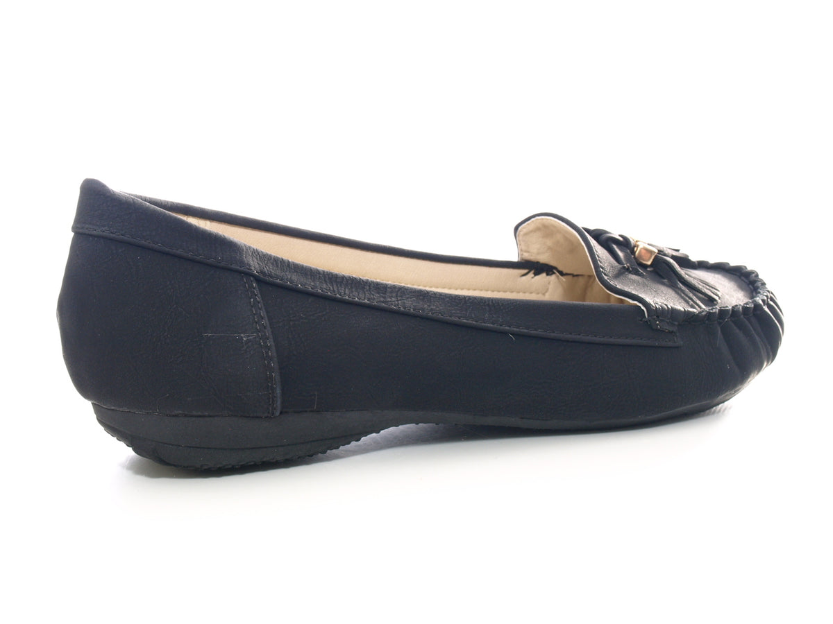 Women's Slipper Ballerina Loafer Moccasins Slip-On Flats Casual Black # 8218