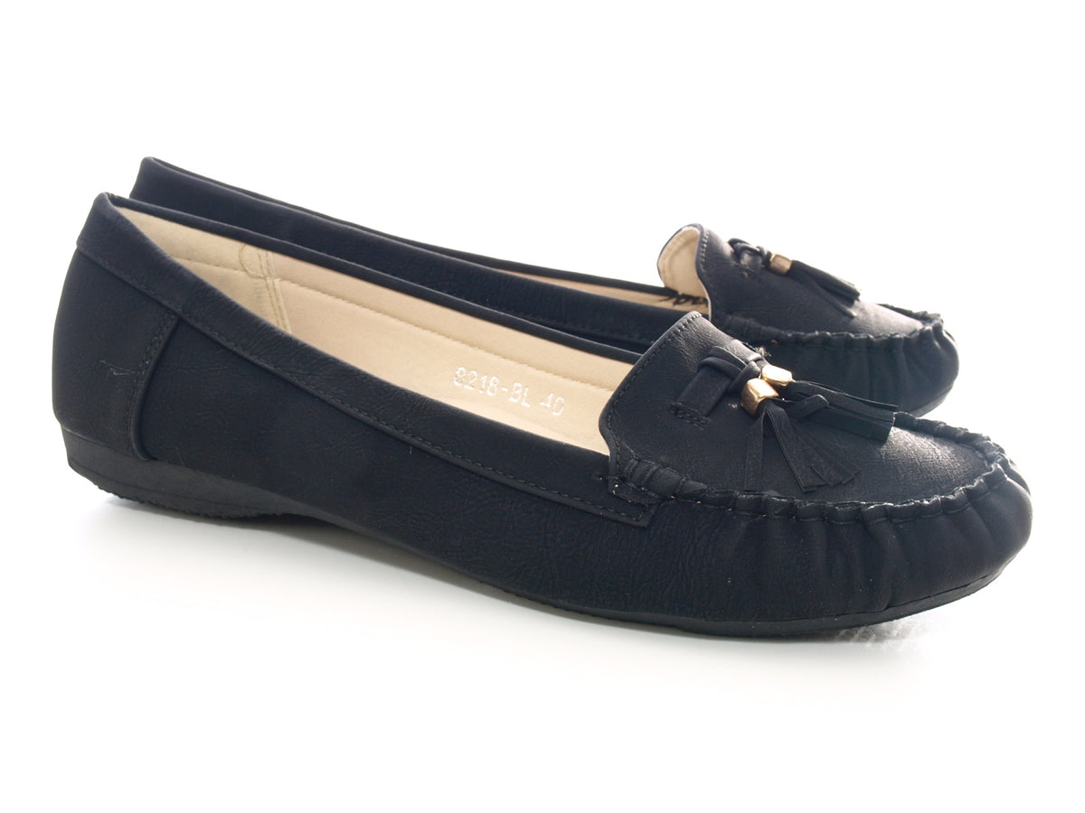 Women's Slipper Ballerina Loafer Moccasins Slip-On Flats Casual Black # 8218