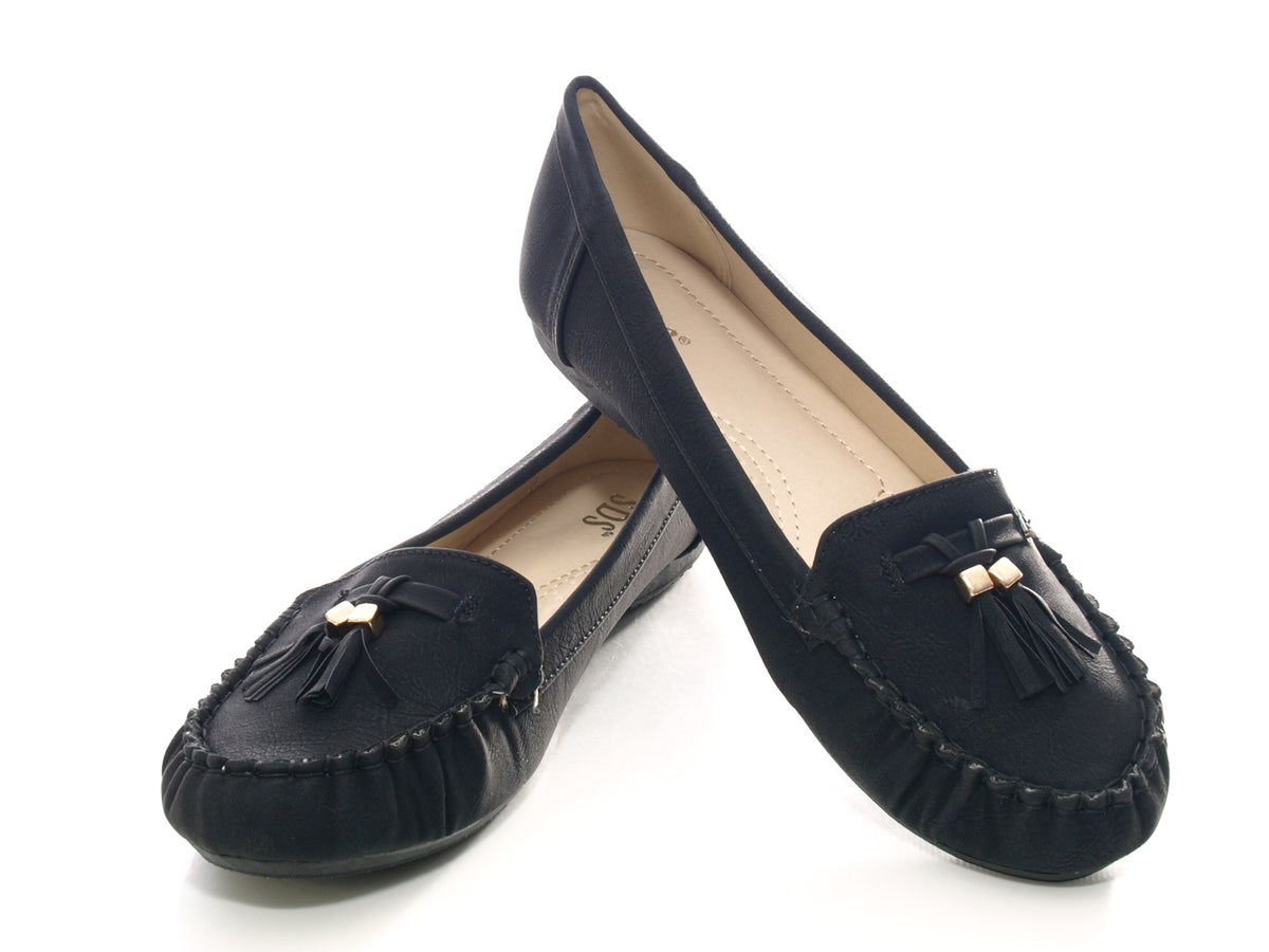 Women's Slipper Ballerina Loafer Moccasins Slip-On Flats Casual Black # 8218