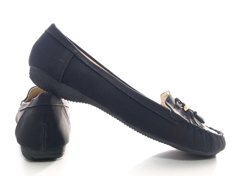 Women's Slipper Ballerina Loafer Moccasins Slip-On Flats Casual Black # 8218