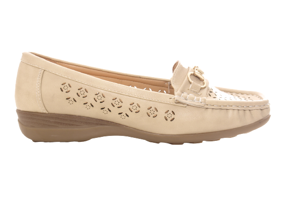 Women's Wedge Ballerina Loafers Moccasins Slip-On Flats Casual Beige # 13108-1