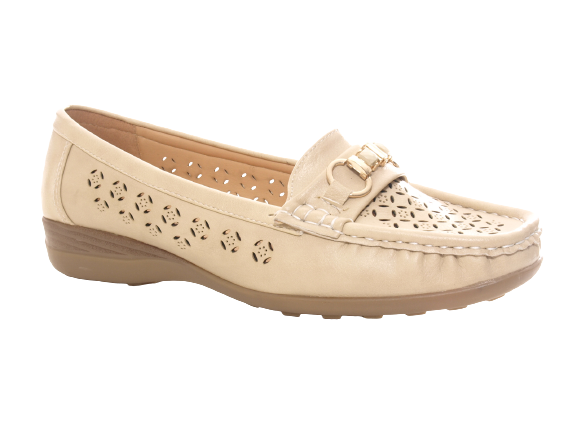 Women's Wedge Ballerina Loafers Moccasins Slip-On Flats Casual Beige # 13108-1
