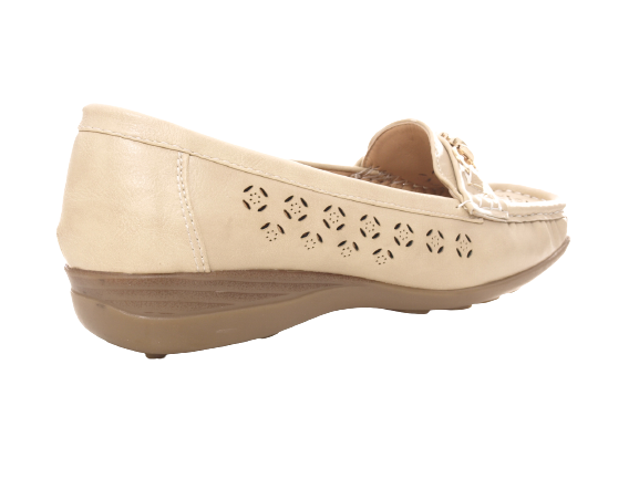 Women's Wedge Ballerina Loafers Moccasins Slip-On Flats Casual Beige # 13108-1