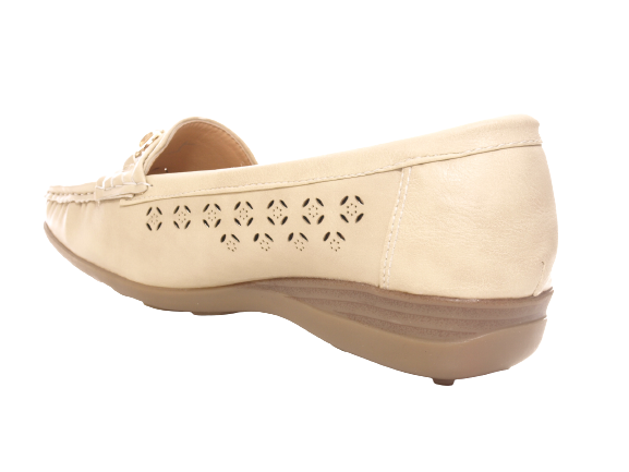 Women's Wedge Ballerina Loafers Moccasins Slip-On Flats Casual Beige # 13108-1