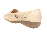 Damen Slipper Keilabsatz Ballerina Loafer Mokassins Slip On Flats Freizeit Beige # 13108-1