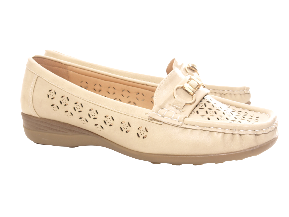 Women's Wedge Ballerina Loafers Moccasins Slip-On Flats Casual Beige # 13108-1