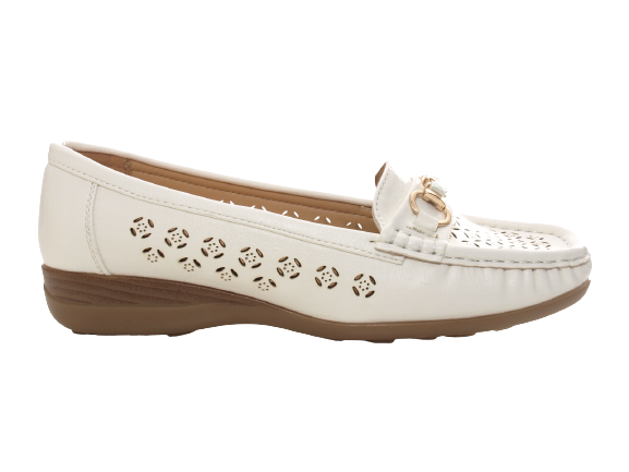 Women's Wedge Ballerina Loafers Moccasins Slip-On Flats Casual White # 13108-1