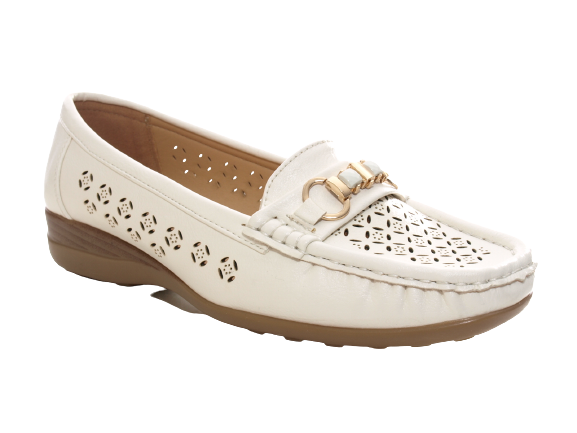 Women's Wedge Ballerina Loafers Moccasins Slip-On Flats Casual White # 13108-1
