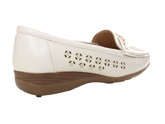 Women's Wedge Ballerina Loafers Moccasins Slip-On Flats Casual White # 13108-1