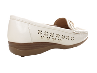 Damen Slipper Keilabsatz Ballerina Loafer Mokassins Slip On Flats Freizeit White # 13108-1