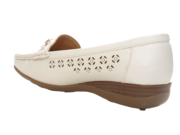 Women's Wedge Ballerina Loafers Moccasins Slip-On Flats Casual White # 13108-1