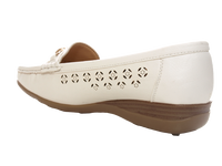 Damen Slipper Keilabsatz Ballerina Loafer Mokassins Slip On Flats Freizeit White # 13108-1