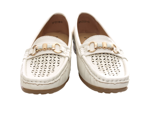 Women's Wedge Ballerina Loafers Moccasins Slip-On Flats Casual White # 13108-1