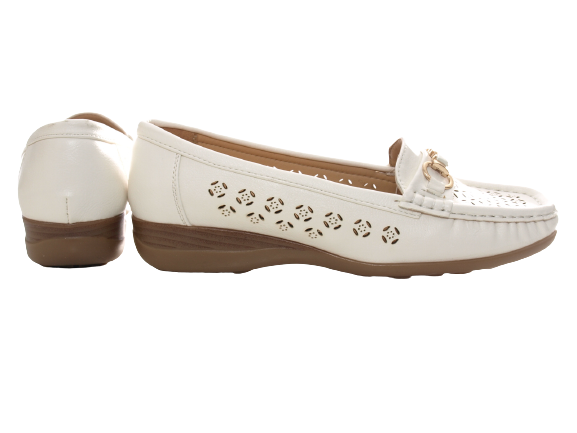 Women's Wedge Ballerina Loafers Moccasins Slip-On Flats Casual White # 13108-1