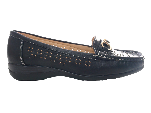 Women's Wedge Heel Ballerina Loafers Moccasins Slip On Flats Casual Black # 13108-1