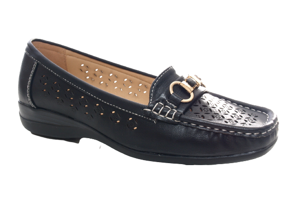 Women's Wedge Heel Ballerina Loafers Moccasins Slip On Flats Casual Black # 13108-1