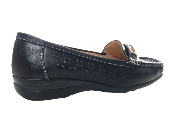 Women's Wedge Heel Ballerina Loafers Moccasins Slip On Flats Casual Black # 13108-1