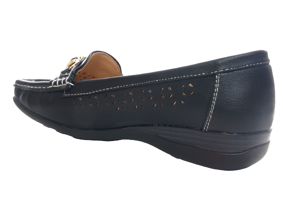 Women's Wedge Heel Ballerina Loafers Moccasins Slip On Flats Casual Black # 13108-1