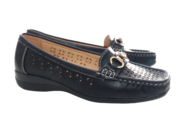 Women's Wedge Heel Ballerina Loafers Moccasins Slip On Flats Casual Black # 13108-1